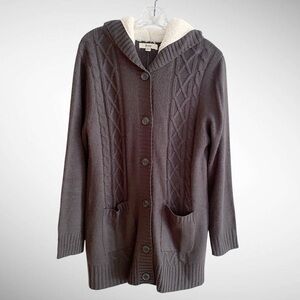 NWT Zoey Button Front Hooded Tunic Sweater Long Sleeves